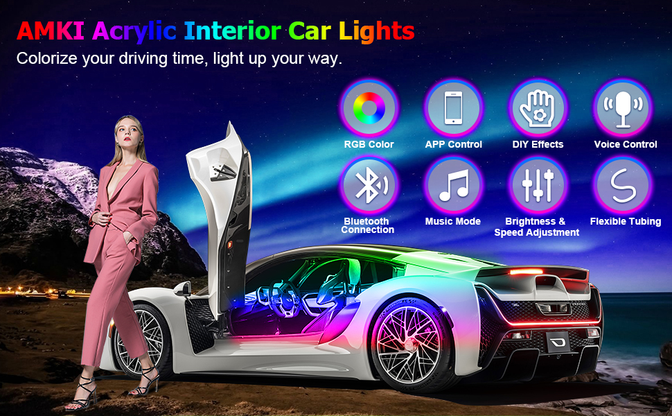 Amazon.com: Interior Car LED Strip Lights, Acrylic LED Lights for